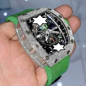 Luxury Men's Stainless Steel <b>Automatic</b> <b>Chronograph</b> Watch With Sapphire Crystal Analog-Digital Dial 43mm Polygon Case Rubber Band - Product Image 2