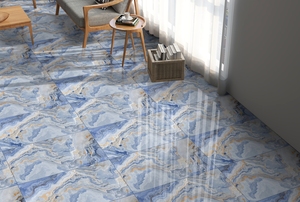 Carreaux de céramique dorés HG Cracker 600x1200mm, finition brillante, effet marbre doré de luxe, pour hall commercial et résidence de luxe - Product Image 2