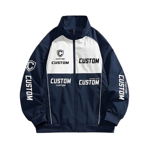 Men's Windproof Printed Varsity Stand Collar <b>Racing</b> <b>Jacket</b> Full Sleeve Zip Outerwear for Spring Autumn Motorcycle Leisure Wear - Product Image 3
