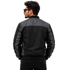 Chaqueta Bomber Negra y Gris Personalizada para Hombre, Chaqueta de Vuelo con Cierre, Resistente al Viento, Ligera, de Poliéster, Informal, para Invierno, Fabricación OEM ODM - Product Image 4