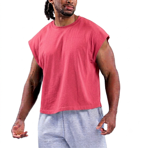 Solid <b>Pink</b> color Men's Breathable Pure Cotton Fabric Tank <b>Tops</b> Slim Fit Gym Wear Men's Sleeveless tank <b>Tops</b> - Product Image 1