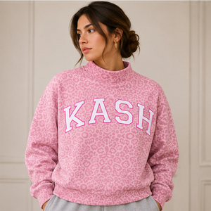 Sudadera Deportiva de Cuello Alto con Letras Impresas Personalizadas, Corte Holgado, para Mujer, de Felpa, para Clubes Deportivos e Interligenças - Product Image 1