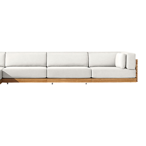 Hot Sale Hotel Emma Minimalist White Modular <b>Outdoor</b> Sectional <b>Sofa</b> Solid Mahogany Wood Base Low Profile Lounge Couch - Product Image 3