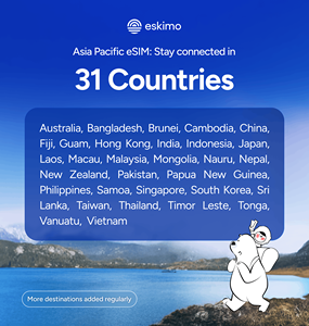 Tarjeta eSIM de viaje R-AP-01 Eskimo Travel Asia Pacific Data, la primera del mundo en datos móviles - 1GB con 2 años de validad en 31 países - Product Image 6