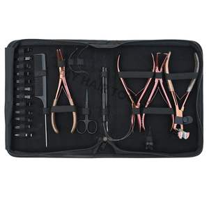 Kit de herramientas para extensiones de cabello de salón con alicates para extensiones de cinta, crimpadora de cuentas planas, herramienta de gancho para tirar y mini tijeras para separar el cabello - Product Image 6