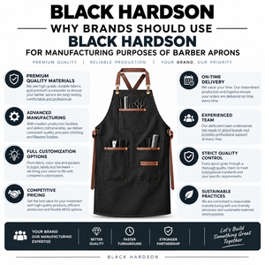 Premium Leather Sleeveless Barber <b>Apron</b> 240 GSM Rust Brown <b>Black</b> Adjustable Straps Front Pocket Custom Logo UV Protection - Product Image 5