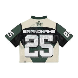 T-shirt ample à col en V pour homme, impression de logo personnalisée, maillot de foot en jersey mesh, uniforme de foot, t-shirts pour homme - Product Image 6