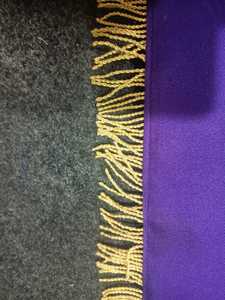 Delantal masónico hecho a mano, terciopelo morado, bordado dorado, forma cuadrada con flecos y símbolo de ojo, accesorio decorativo masónico - Product Image 4