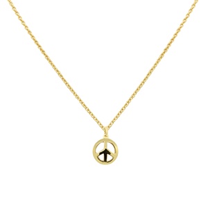 Wholesale Memoria Jewels Yellow Gold Plated Cute Peace Sign Pendant <b>Necklace</b> 925 Sterling <b>Silver</b> IGI Certified Anniversary Gift - Product Image 3