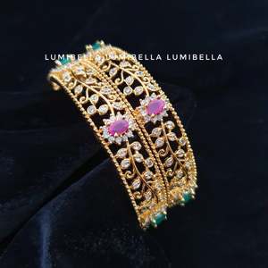 Fashion Gold Bangles with American Diamond Studded Design 2x6 Size 1 Gram Polish - Product Image 3