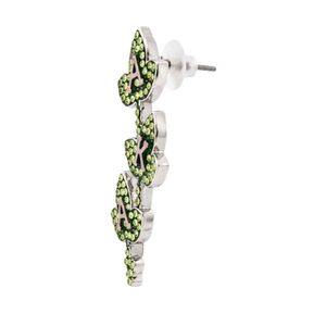 Boucles d'oreilles clous feuille de lierre vert rose pour femme, boucles d'oreilles florales en cristal, bijoux de mode élégants, accessoire cadeau de fête - Product Image 4