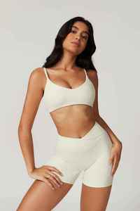 Soutien-gorge de sport sans couture pour femme, col rond, bretelles spaghetti, maintien moyen, yoga, couleur unie, tissu extensible - Product Image 6