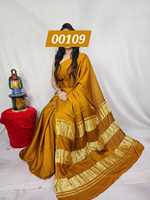 Sari en pure soie modale teinte unie avec trois Lagdi Patta Pallu, collection traditionnelle pour festivals, mariages et fêtes