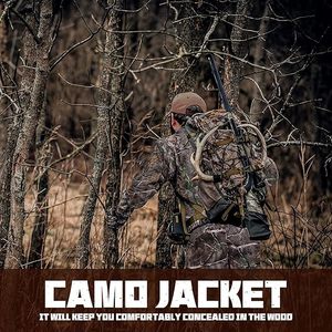 Hunting <b>Jacket</b> for Men Quiet Hunting Camouflage Clothing Hoodie <b>Camo</b> Coat Water-Repellent Windproof - Product Image 6