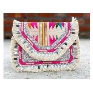Style bohème indien fait à la main perlé femmes sac de messager nouvelle Collection géométrique soirée Shopping pochette sac à bandoulière fermeture éclair - Product Image 3