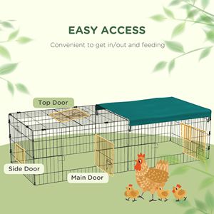 Recinto per Animali Domestici in Acciaio Verde 73 Green con Chiusura a Bottone, per Interni/Esterni, con Tetto per Piccoli Animali, per Conigli e Galline, Utilizzo in Soggiorno - Product Image 5
