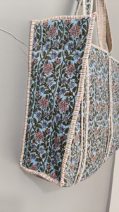 Sac fourre-tout en coton indien fait main imprimé au bloc, sac à bandoulière matelassé imprimé au bloc fait main pour femme - Product Image 3