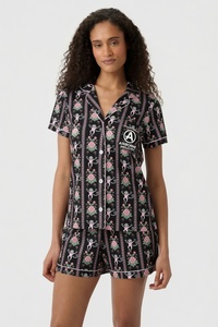 Conjunto de Pijama Ecológico de Satén con Estampado Floral Rosa para Mujer, con Mangas Cortas y Botones, para Verano/Otoño/Primavera - Product Image 5