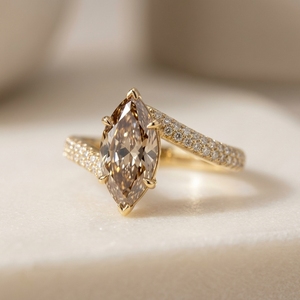 Anillo de oro de 9k, 10k, 14k con diamante de laboratorio de 1 quilate, corte marquesa, certificado IGI, pulido de alta calidad, para joyería de lujo para fiestas. - Product Image 3