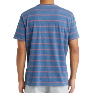 เสื้อยืดคอกลมแขนสั้นลายทางสีน้ำเงินสำหรับผู้ชาย ทรงปกติ สวมใส่สบาย ผลิตจากผ้าฝ้ายถัก ระบายอากาศได้ดี - Product Image 3