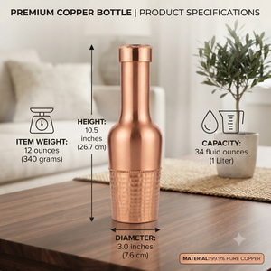 Botella de Agua de Cobre 100% Puro para Venta al por Mayor |   Botella de Cobre Ayurvédica |   Fabricante de Botellas de Agua Reutilizables de Metal - Product Image 4