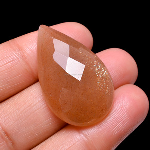 Precio a granel en cuentas sueltas de piedra lunar de melocotón suave, abalorios tallados de piedras preciosas naturales para la fabricación de joyas - Product Image 3
