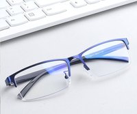 Gafas de Metal con Media Montura para Hombre, Monturas Ópticas Rectangulares para Prescripción Médica 58171