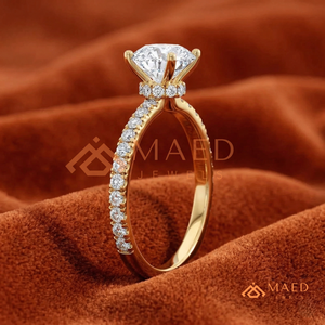 18K Gold Plated Round Moissanite Engagement Ring Lab Grown Diamond Bridal Jewelry Women USA Luxury <b>Gift</b> - Product Image 2