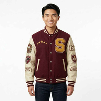 Veste universitaire vintage pour homme en laine avec manches en cuir, style bomber, veste de baseball d'hiver, veste de collège universitaire