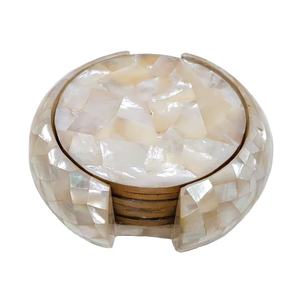 Sous-verres en nacre faits à la main, écologiques, 4 pouces, ensemble moderne, fabriqués en Inde - Product Image 2