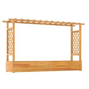 Jardinera Elevada de Madera con Techo Plano y Enrejado para Plantas Trepadoras, Vegetales y Flores - Product Image 3