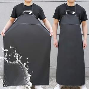 Tablier de cuisine en toile et cuir PU souple, noir et vert, imperméable et résistant à l'huile, pour boucherie, alimentation, marché des agriculteurs, unisexe, à boutons-pression - Product Image 3