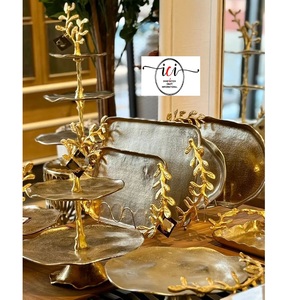 Luxury casted Dining Table Complete serving Ware <b>set</b> with Tray Bowl Napkin Holder Oval Round <b>Square</b> Rectangle tray with handles - Product Image 1