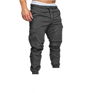 Pantalon de jogging pour homme, noir uni, avec cordon de serrage, poches latérales, taille élastique, décontracté, pour l'hiver, 100% coton, respirant, coupe-vent - Product Image 4