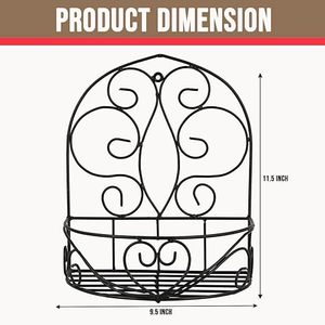 Support mural vintage en métal pour plantes, design circulaire, pour fleurs et plantes vertes, style rustique, finition thermolaquée - Product Image 5