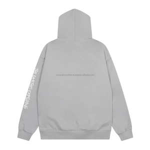 Sweat à capuche streetwear noir uni brodé pour homme, en coton épais, coupe oversize, modèle Spider, essentiels pour fabricants - Product Image 2