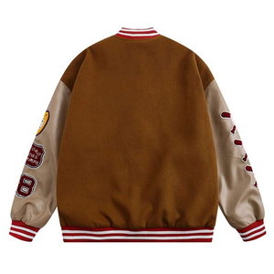 Chaqueta Varsity Unisex Casual para Hombre, Ecológica, Transpirable, con Cierre de Cremallera, Botones con Diseño de Globo Ocular Bordado y Decoración de Letras - Product Image 4