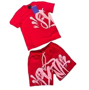 High Street Trendy Cotton Camisetas de manga corta para hombres Camisetas impresas con logotipo personalizado con parches bordados Conjuntos cortos de verano - Product Image 3