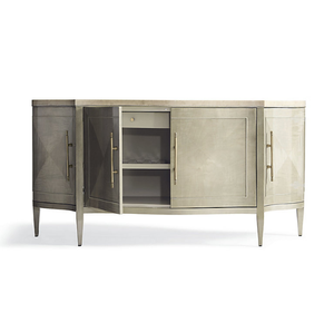 Buffet Fasano en bois d'acajou massif avec portes géométriques – Meuble de rangement de luxe contemporain pour salon et chambre - Product Image 5