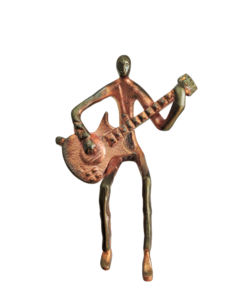 Estatua de Guitarrista Abstracta Hecha a Mano en Aluminio - Escultura de Músico en Metal con Acabado Bronce Rústico - Decoración Moderna para Estante de Estilo Rocker de 11 Pulgadas - Product Image 2