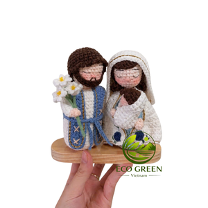 Poupée Vierge Marie au crochet faite à la main, figurine religieuse catholique avec chapelet et couronne, décoration d'autel chrétien, cadeau pour la maison - Product Image 4