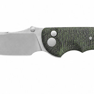 Couteaux de poche pliants à manche à motif vert et noir, avec lame satinée à pointe tombante, bouton de pouce et rainures courbes pour les doigts - Product Image 2