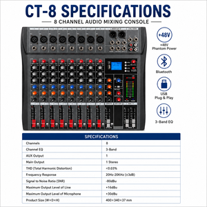 Mixer de Áudio Profissional Personalizado de 8 Canais para <span class=keywords><strong>DJ</strong></span>, Console de Mixagem e Controlador de Som para Sistema de Som de Palco - Product Image 6