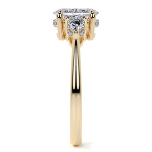 Hermoso anillo de compromiso ovalado y en forma de pera con 3 diamantes cultivados en laboratorio de 18k/22k/24k con anillo oculto, joyería para mujer. - Product Image 2