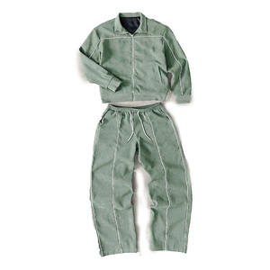 Men's Green Print Tracksuit Full Zip Jacket <b>Jogger</b> <b>Set</b> Casual Autumn Wear Breathable Cotton Regular Fit Side Pockets - Product Image 2