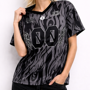 Maillot de football américain personnalisé pour femme en mesh, style streetwear oversize, avec graphisme par sublimation, chemise de sport, fournisseur en gros OEM sous marque privée - Product Image 4
