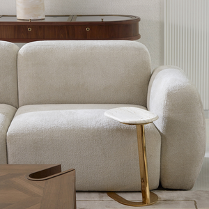 Mesas Auxiliares con Tapa de Mármol en Oferta, Mesa de Centro de Metal Dorado para Sala de Estar, Salón, Oficina, Muebles para Café - Product Image 2