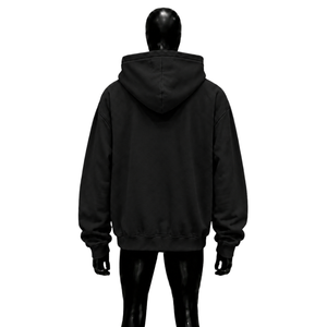 Sudadera con capucha negra extragrande personalizada con cremallera y bordado de signo de dólar, estilo urbano, de forro polar grueso, para hombre, en oferta. - Product Image 2