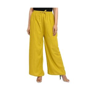 Pantalones casuales de mujer de verano, 100% algodón, de pierna ancha, transpirables, de secado rápido, de cintura media, elásticos, teñidos en color liso, con frente plano, talla personalizada - Product Image 1