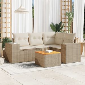Conjunto de Sofás Modulares Grandes de Ratán Sintético Beige para Jardín, Muebles de Exterior Cómodos y Elegantes - Product Image 1